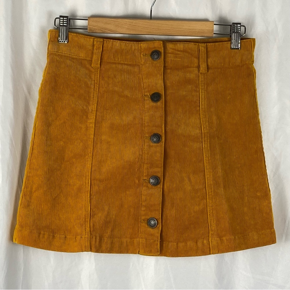 Forever 21 Mustard Yellow Corduroy Button-Front Mini Skirt